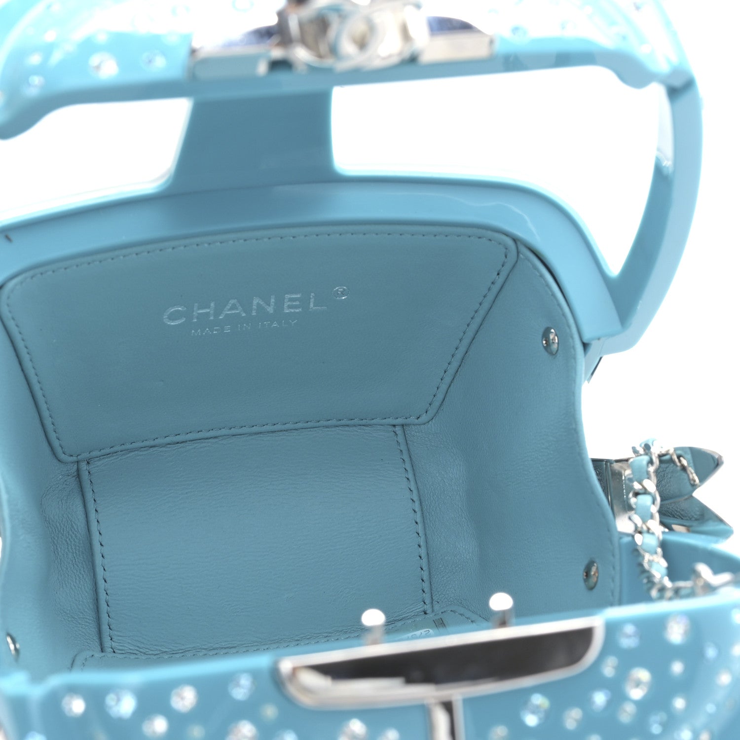 Chanel Lucite Enamel Strass Evening In The Mountain Gondola Minaudiere Clutch Light Blue 5 of 9