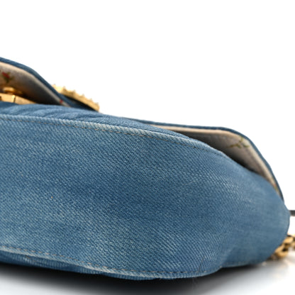 Gucci Denim Matelasse Mini Pearly GG Marmont Shoulder Bag Blue 28 of 31