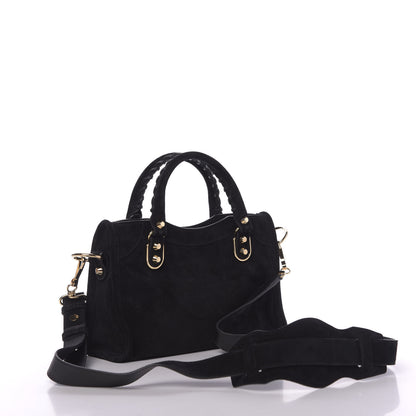 Balenciaga Baby Daim Suede Gold Metallic Edge Hardware Mini City Black 3 of 10