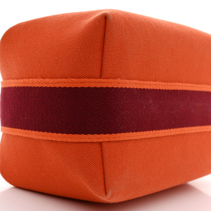 Hermes Canvas Small Bride-A-Brac Pouch Orange Burgundy 6 of 8