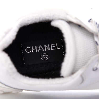 Chanel Calfskin Mesh Lycra Womens Logo Sneakers 38.5 White 8 of 11