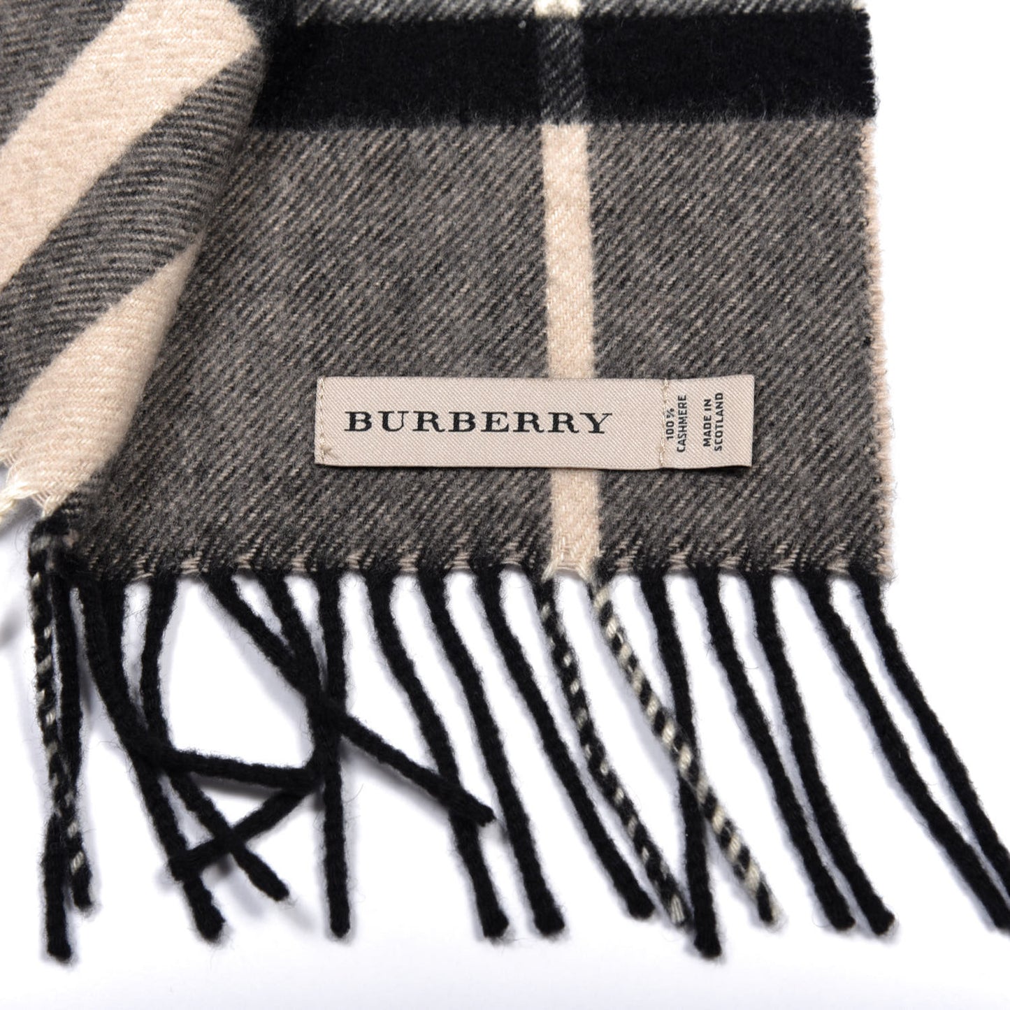 Cashmere Giant Check Fringe Scarf Brown Multicolor