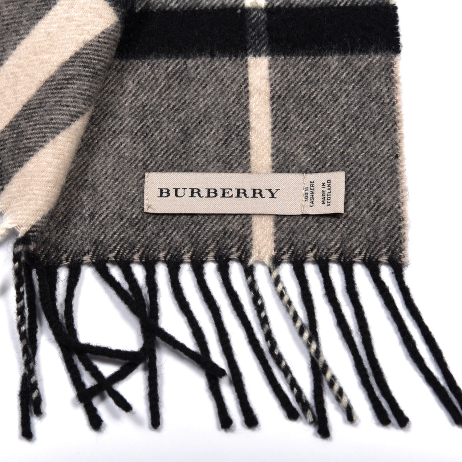 Burberry Cashmere Giant Check Fringe Scarf Brown Multicolor 3 of 4