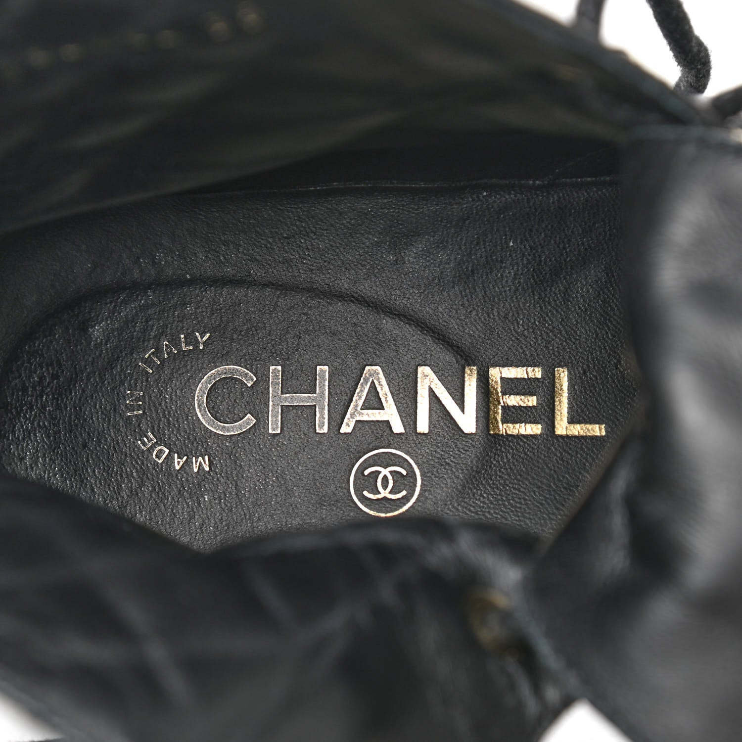 Chanel Shiny Lambskin Quilted Lace Up Combat Boots 35 Black 8 of 11