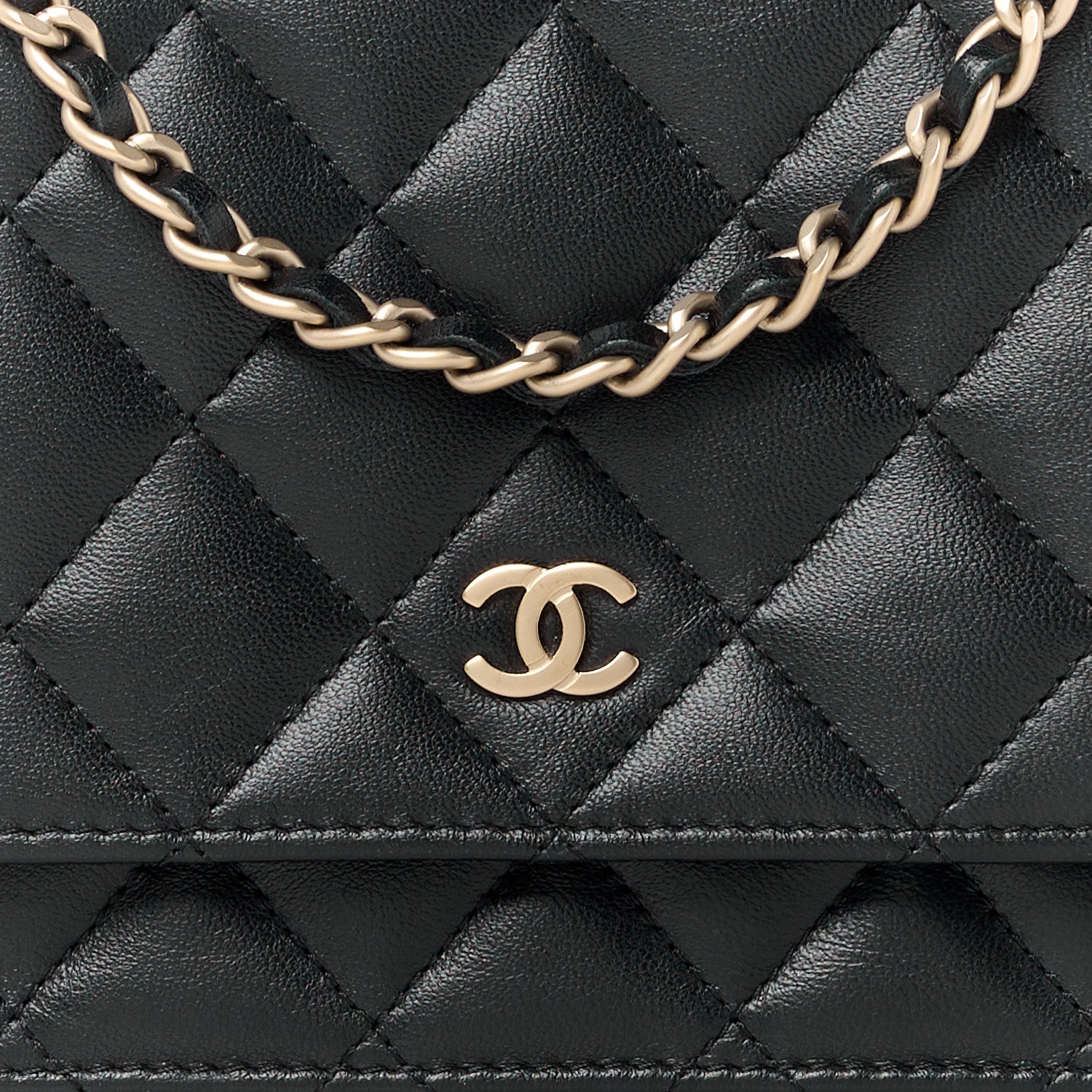 Chanel Lambskin Quilted Wallet On Chain WOC Black 9 of 11
