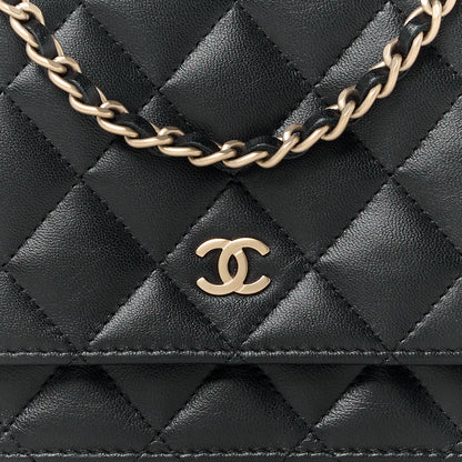 Chanel Lambskin Quilted Wallet On Chain WOC Black 9 of 11