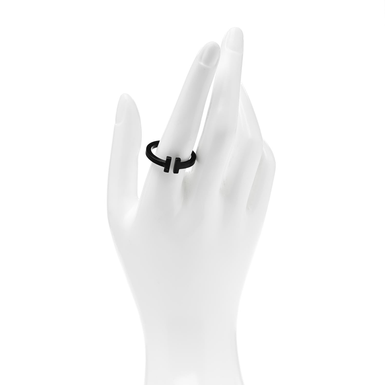 Tiffany Black-Coated Stainless Steel T Square Ring 62 10 2 of 5