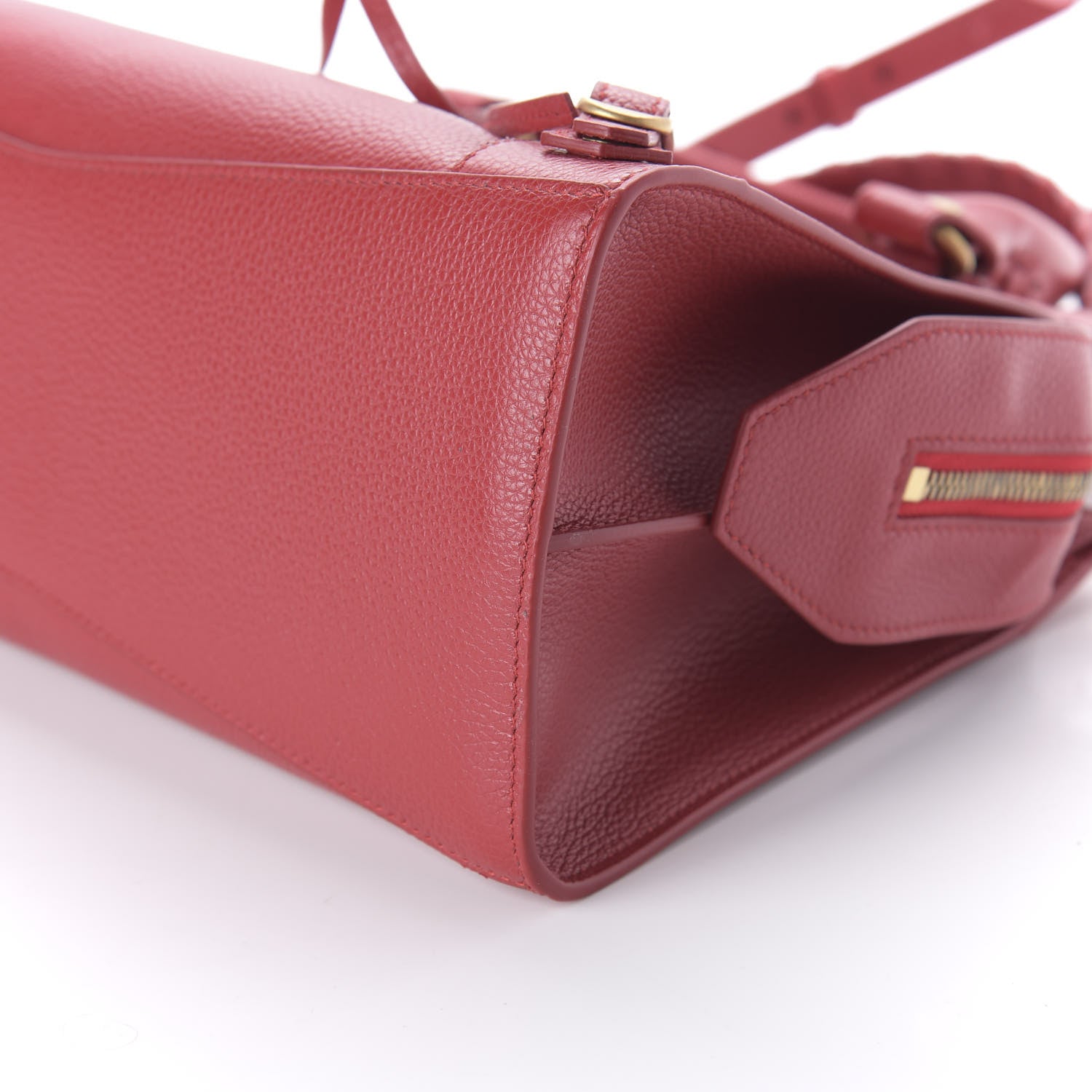 Balenciaga Grained Calfskin Neo Classic Gold Hardware S City Medium Red 7 of 9