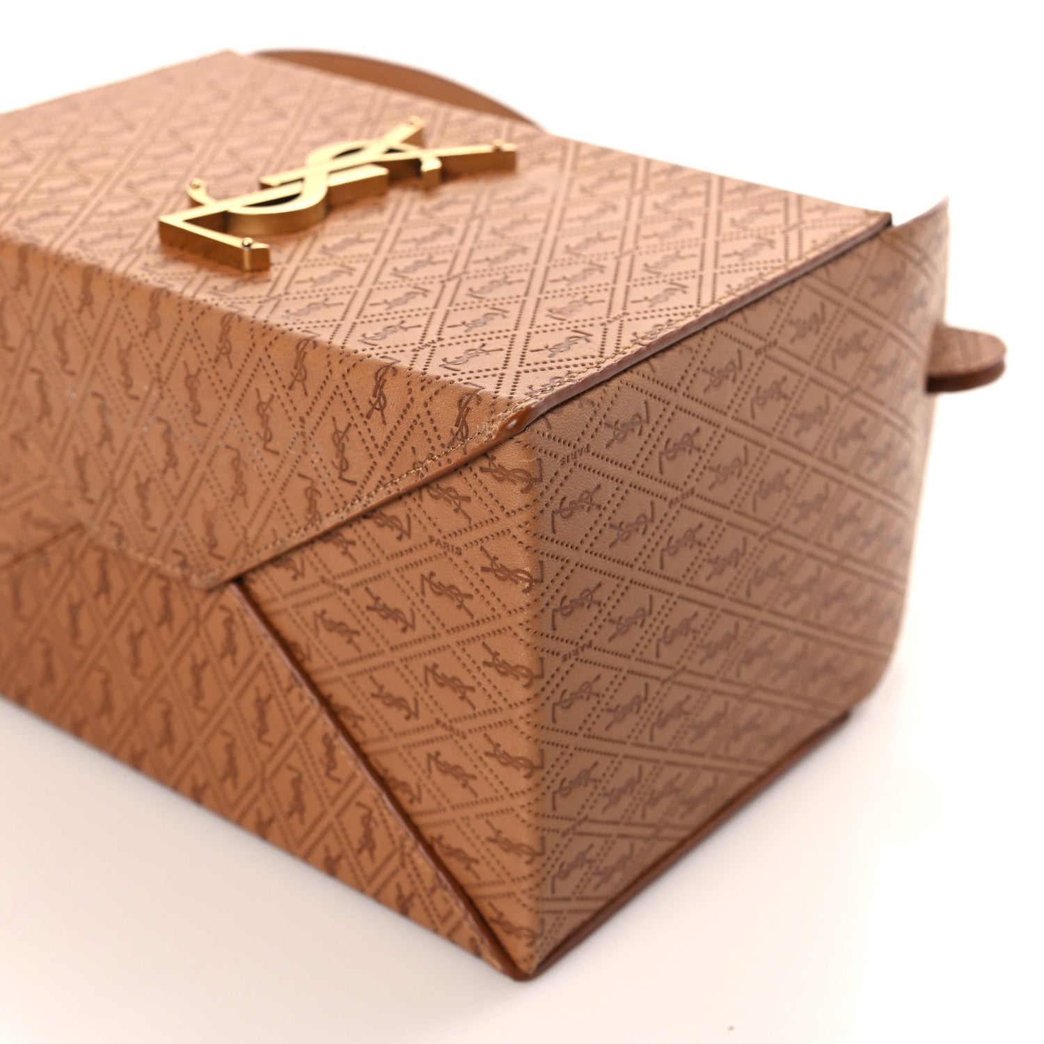 Saint Laurent Calfskin Monogram Take Away Box Dusty Vintage Brown Gold 9 of 9