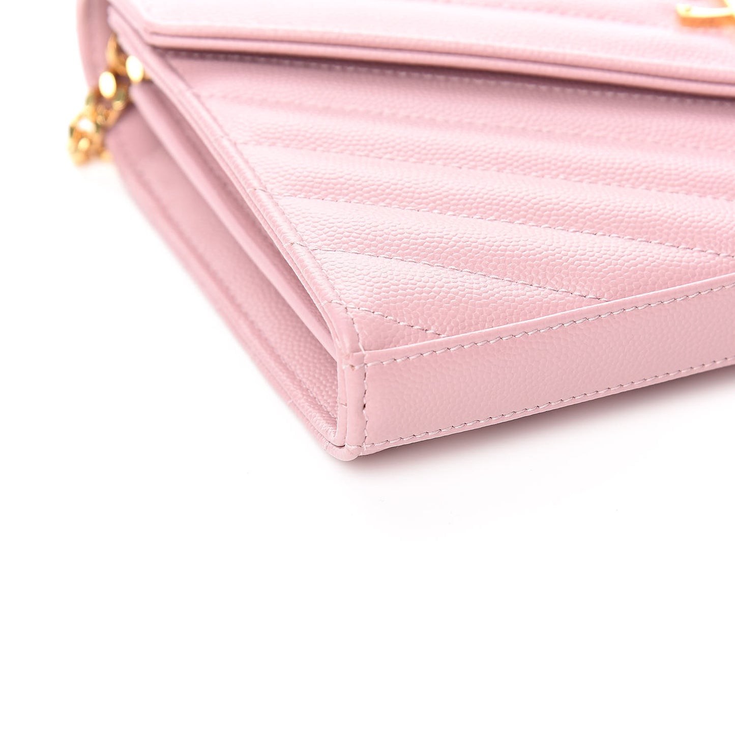 Grain De Poudre Matelasse Chevron Monogram Chain Wallet Pale Pink