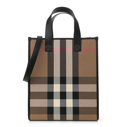 Burberry Calfskin House Check Small N/S Tote Black 1 of 10