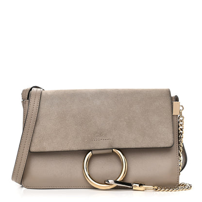 Chloe Suede Calfskin Small Faye Shoulder Bag Motty Grey 1 of 11