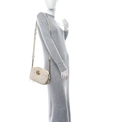 Gucci Calfskin Matelasse Small GG Marmont Chain Shoulder Bag White 2 of 13