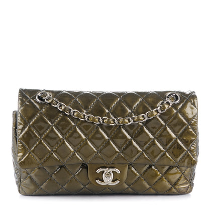 Chanel Patent Quilted Medium Double Flap Dark Green 1 of 9