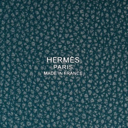 Hermes Taurillon Clemence Casaque Picotin Lock 18 PM Vert Bosphore Vert Cypress 6 of 11