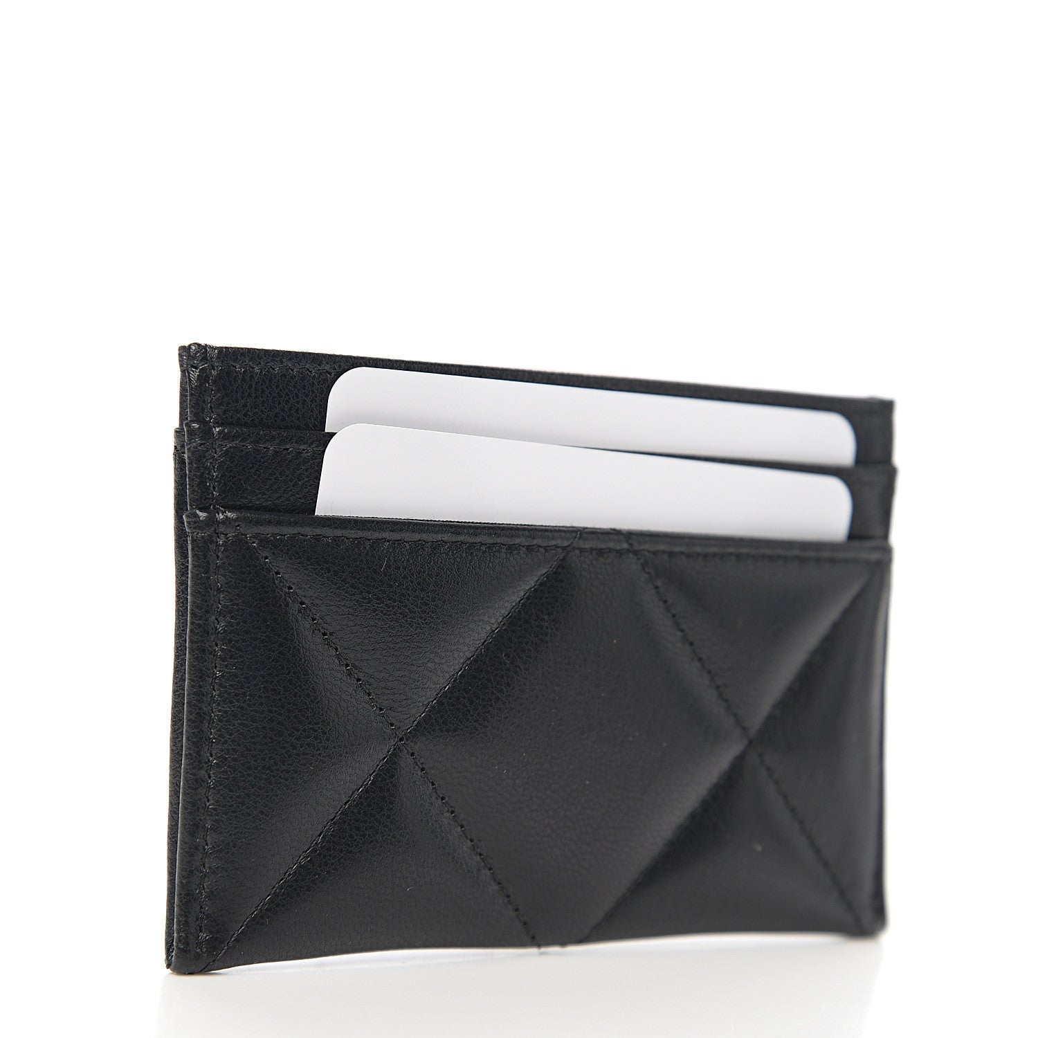 Chanel Shiny Goatskin Quilted Chanel 19 Card Holder Black 2 of 8