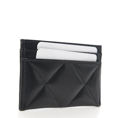 Chanel Shiny Goatskin Quilted Chanel 19 Card Holder Black 2 of 8