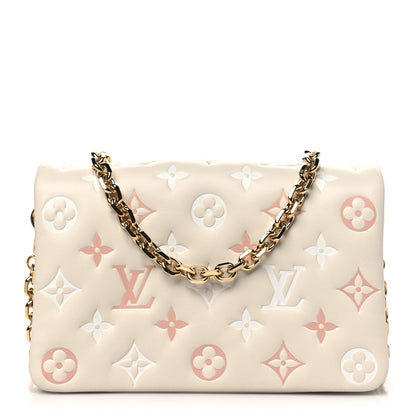 Louis Vuitton Lambskin Embossed Monogram Pochette Coussin Natural Cream 1 of 10