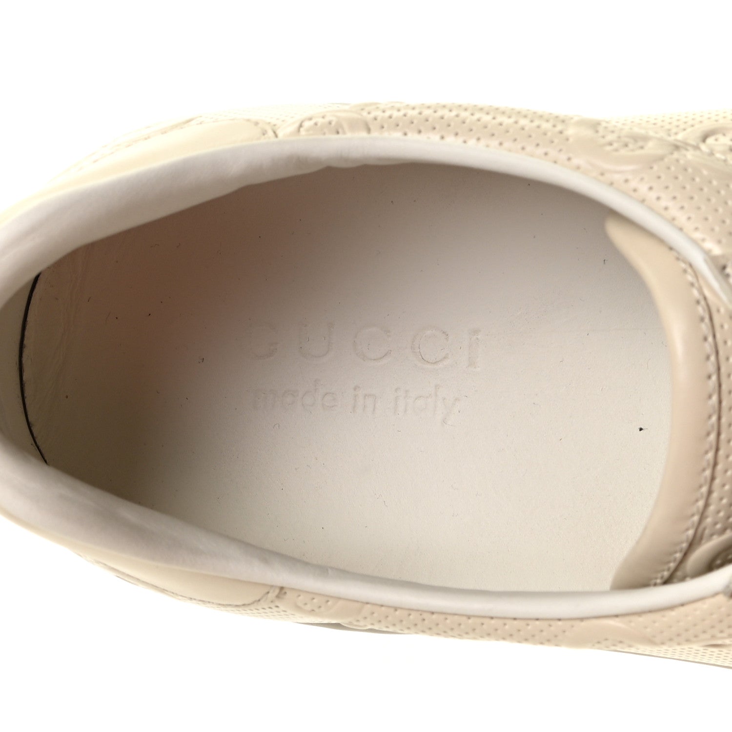 Gucci Calfskin GG Tennis Embossed Mens Ace Sneakers 10.5 Mystic White 7 of 8