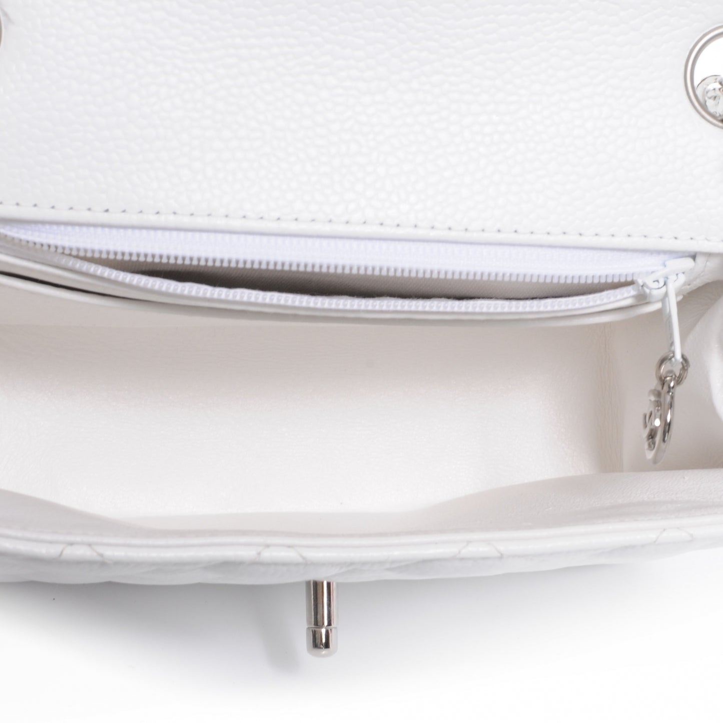 Caviar Quilted Mini Square Flap White