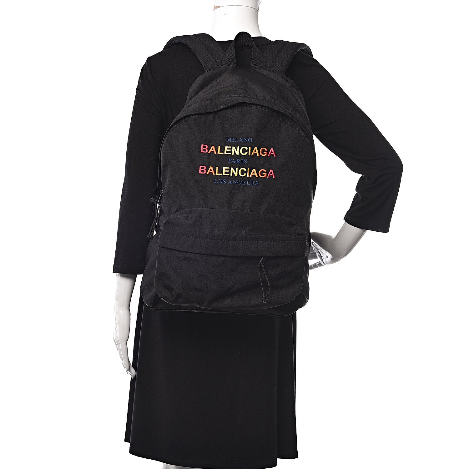 Balenciaga Nylon Milano Paris LA Embroidered Explorer Backpack Black 2 of 10