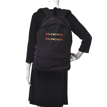 Balenciaga Nylon Milano Paris LA Embroidered Explorer Backpack Black 2 of 10