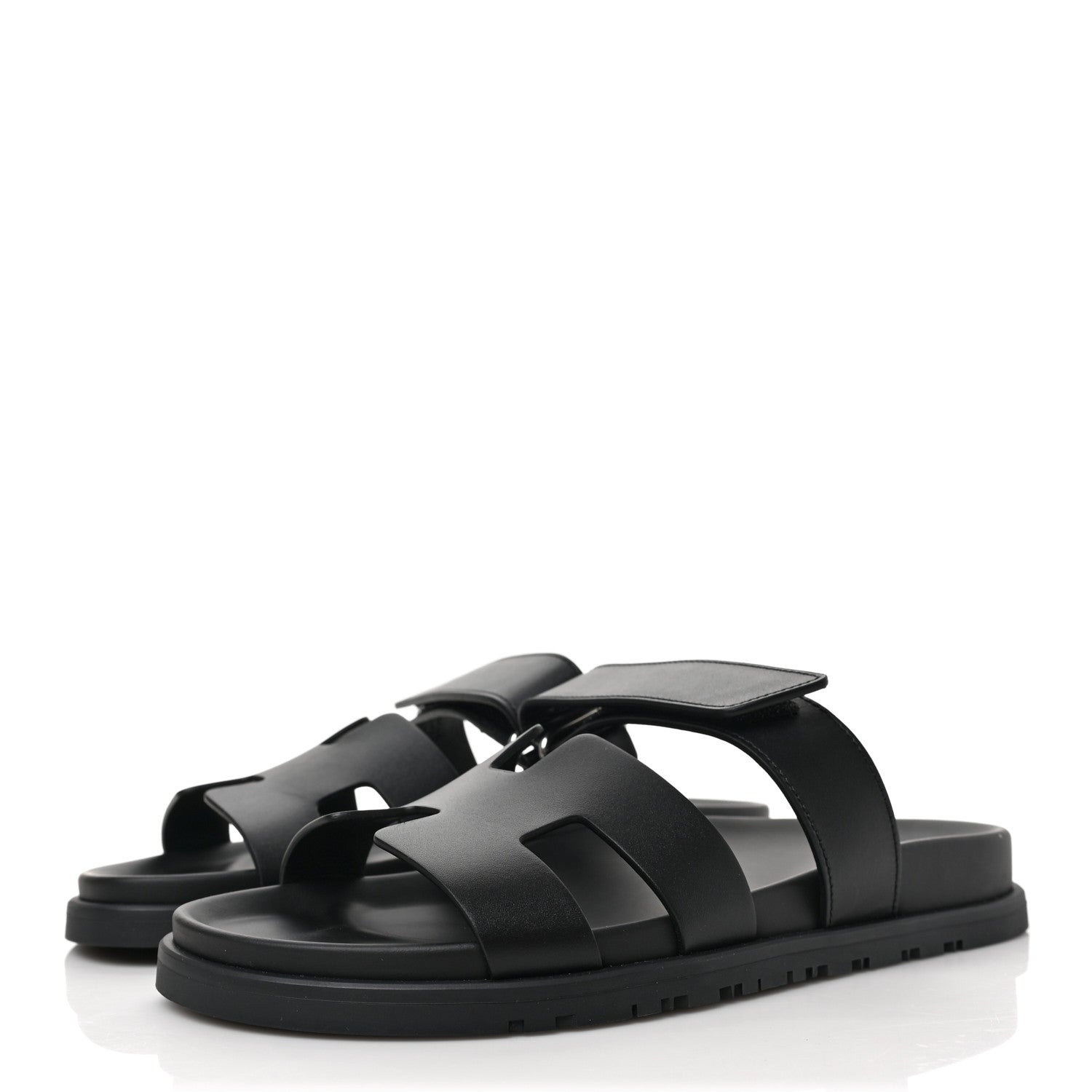 Hermes Calfskin Womens Chypre Sandals 39 Black 3 of 9
