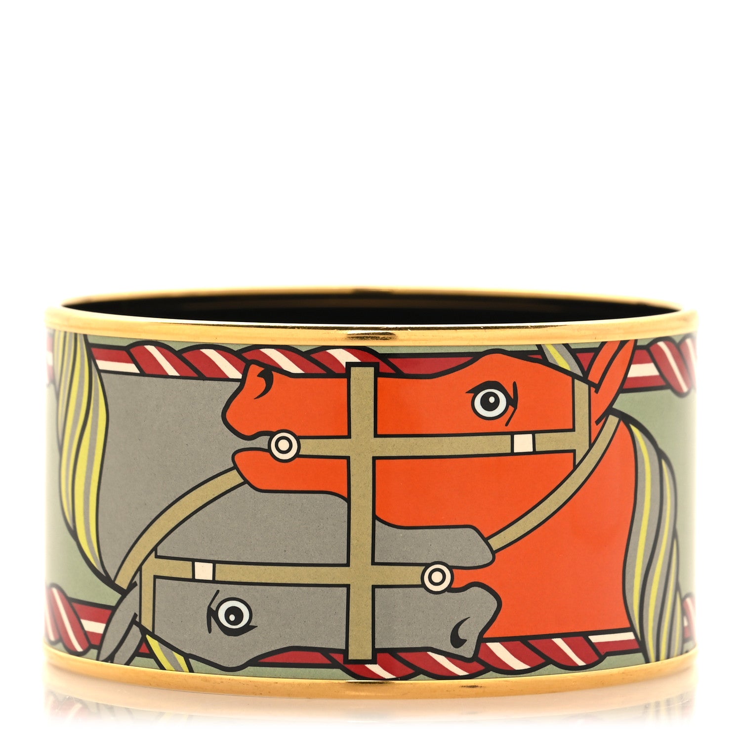 Hermes Enamel Printed Quadrige Extra Wide Bracelet 65 1 of 5