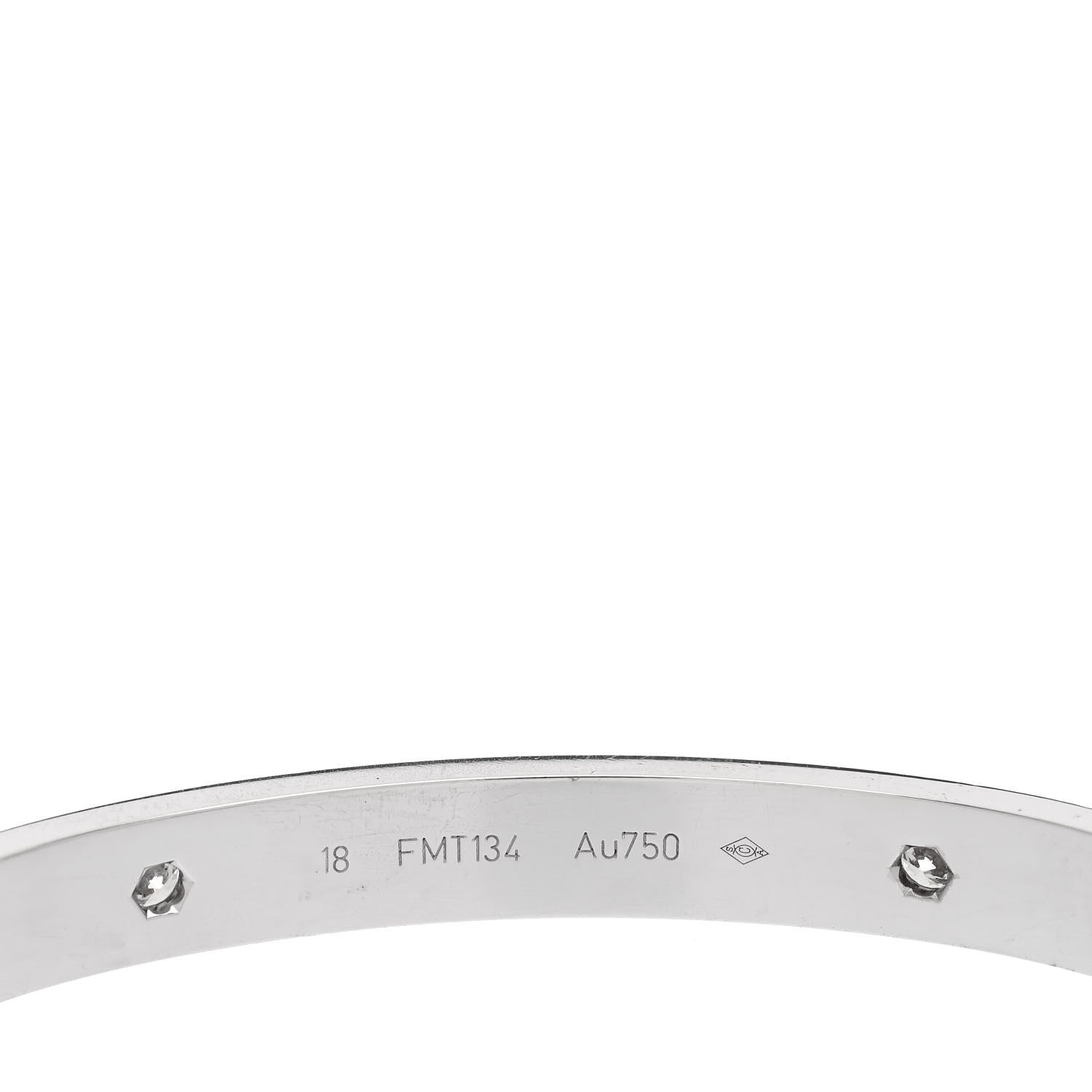 Cartier 18K White Gold 4 Diamond Love Bracelet 18 5 of 7