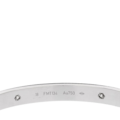 Cartier 18K White Gold 4 Diamond Love Bracelet 18 5 of 7
