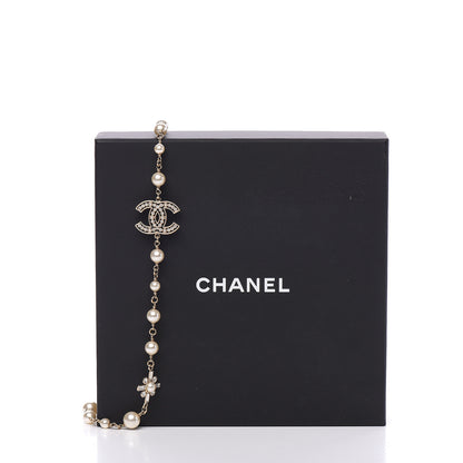 Chanel Crystal Baguette Pearl CC Cross Short Necklace Gold 4 of 4