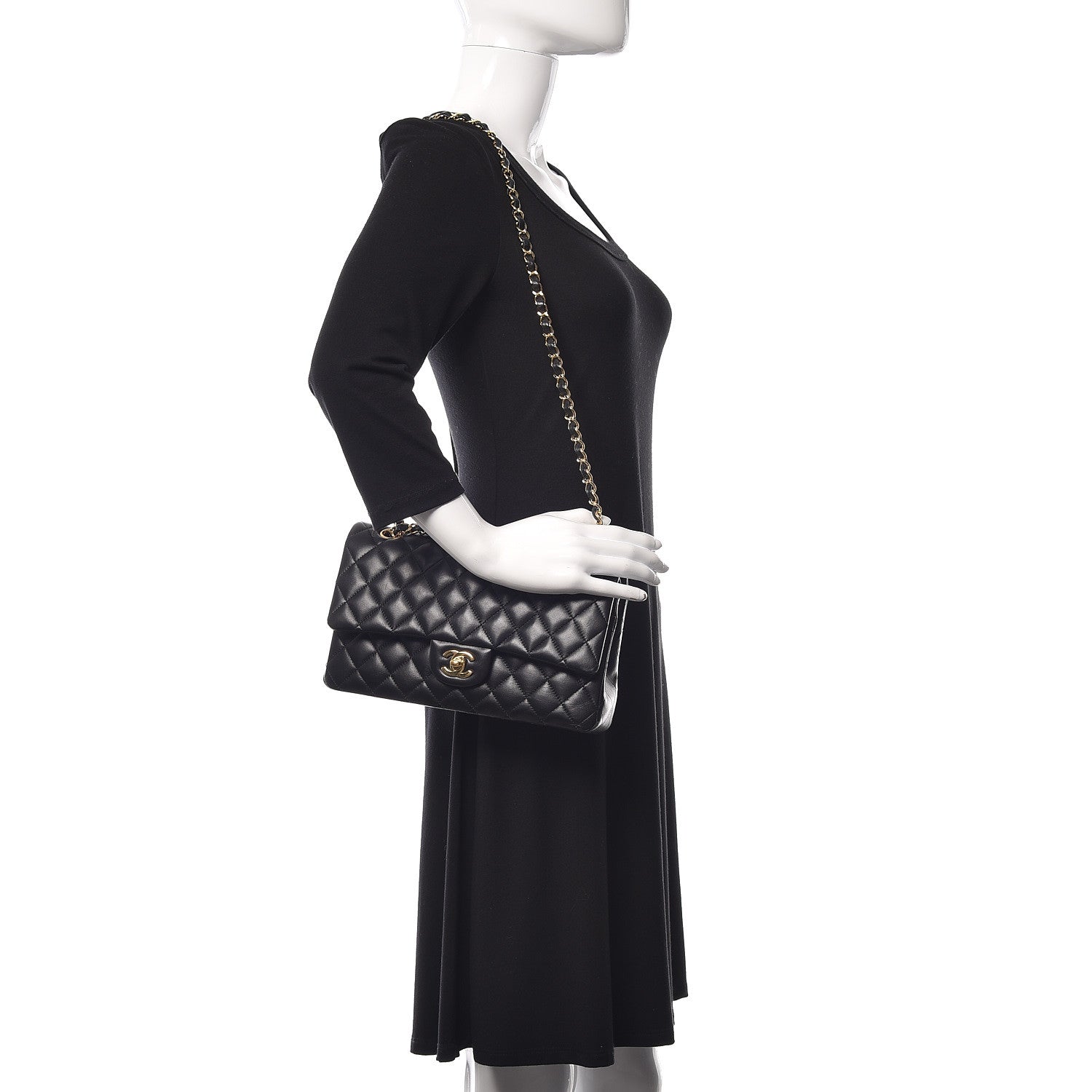 Chanel Lambskin Quilted Medium Double Flap Black 2 of 10