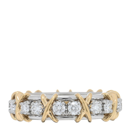 Tiffany Platinum 18K Yellow Gold Diamond Schlumberger Sixteen Stone Ring 60 9 1 of 5