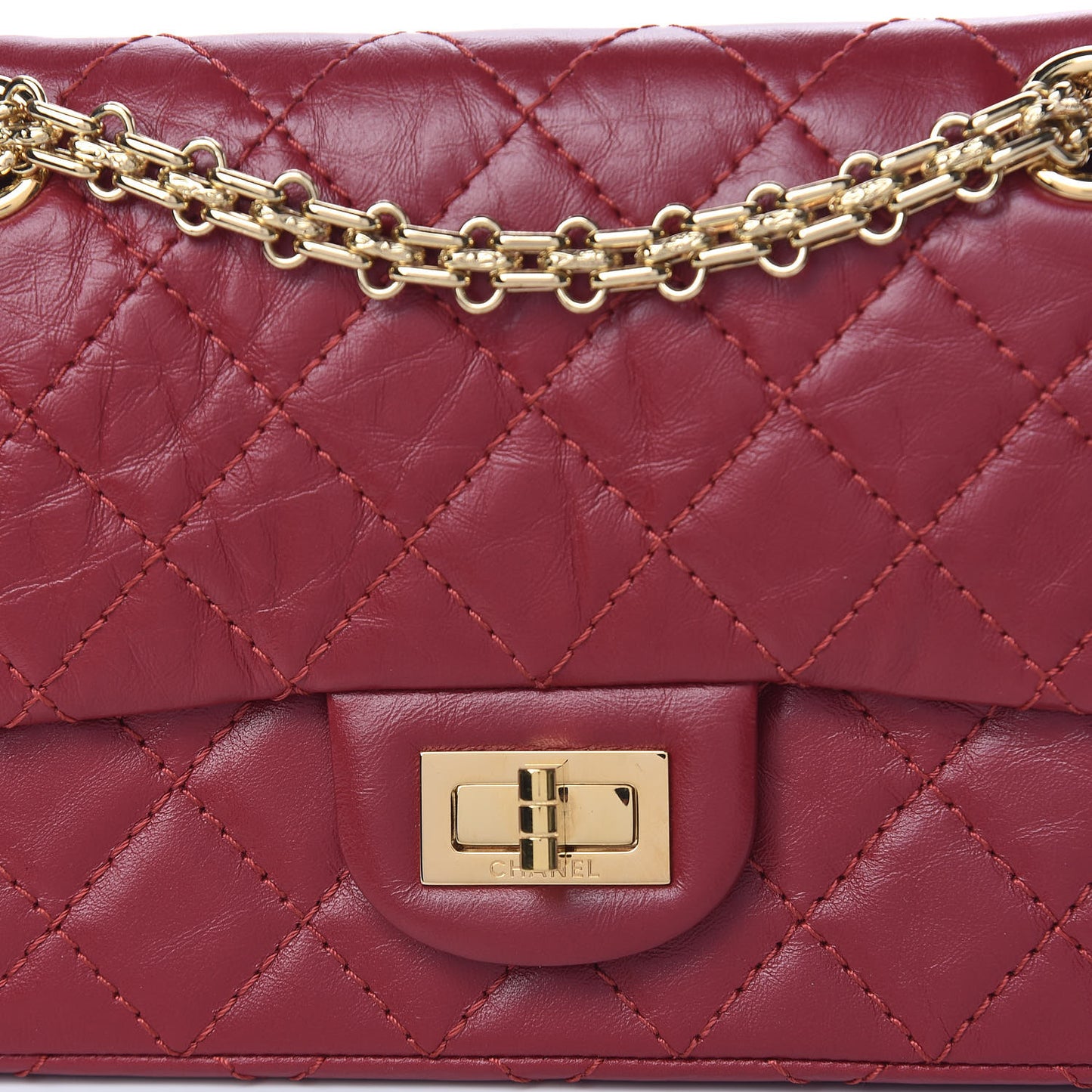 Aged Calfskin Quilted 2.55 Reissue Mini Flap Red