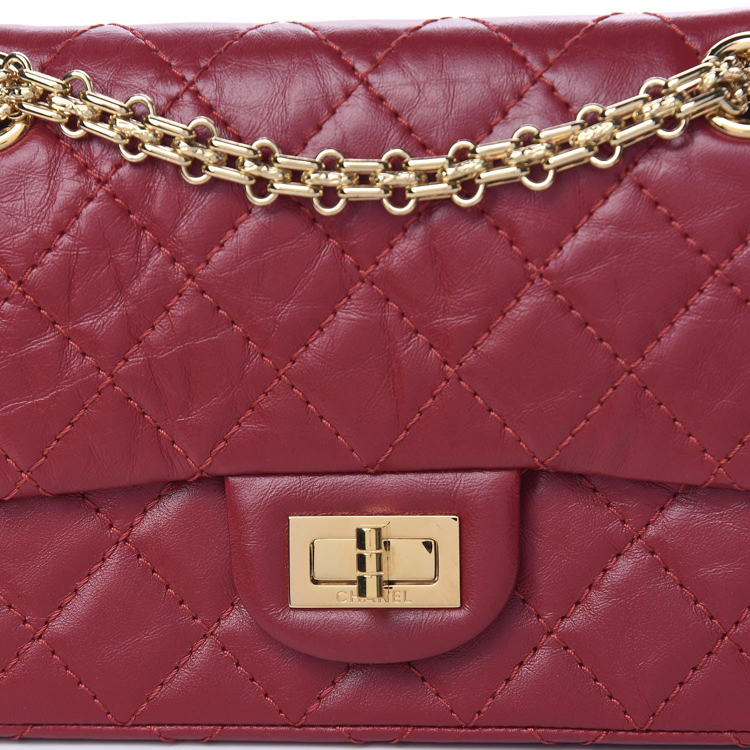 Chanel Aged Calfskin Quilted 2.55 Reissue Mini Flap Red 10 of 11