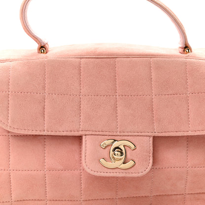 Chanel Suede Chocolate Bar Top Handle Flap Pink Beige 8 of 11