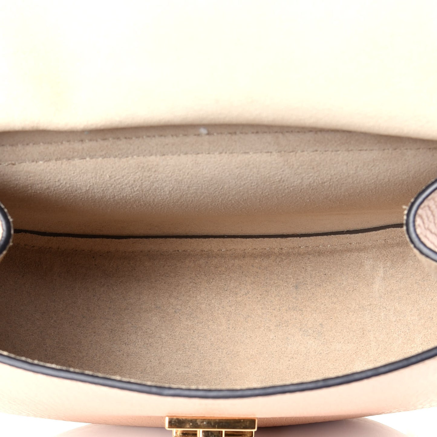 Grained Calfskin Lambskin Mini Bi-Color Drew Shoulder Bag Powder Beige Caramel