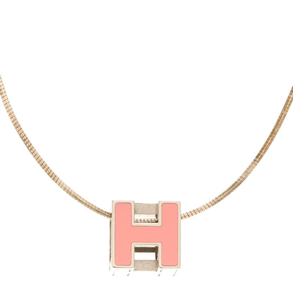 Hermes Palladium Mini Pop H Pendant Necklace Bubble Gum 4 of 7
