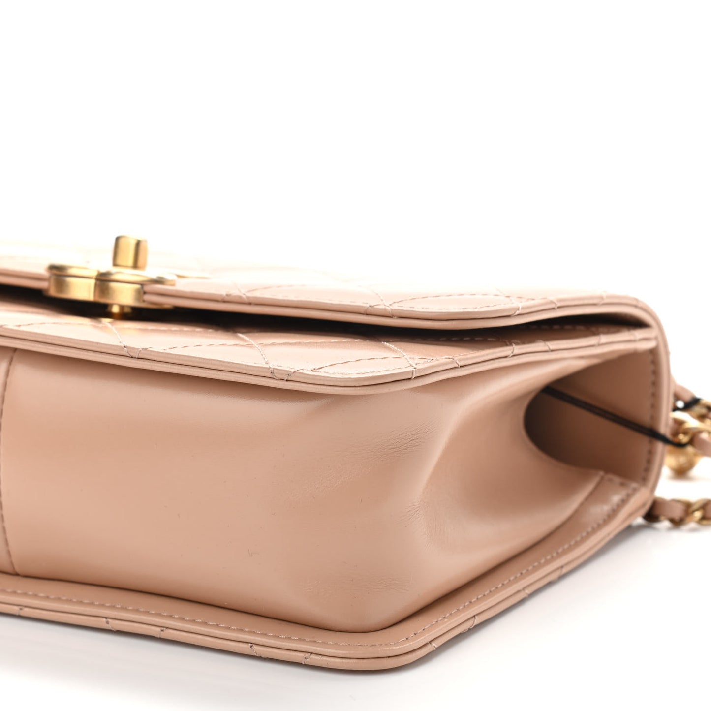 Calfskin Quilted Perfect Fit Flap Beige
