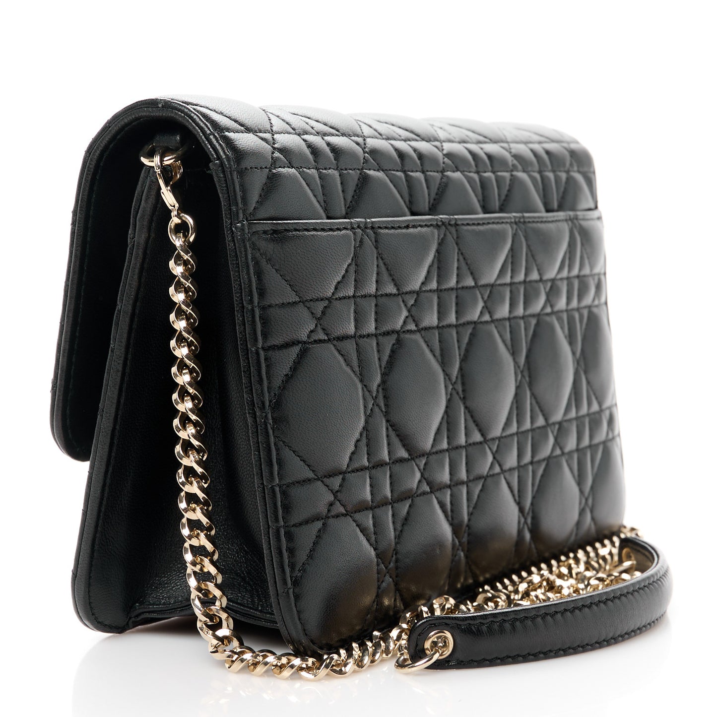 Lambskin Cannage Miss Dior Promenade Pouch Black