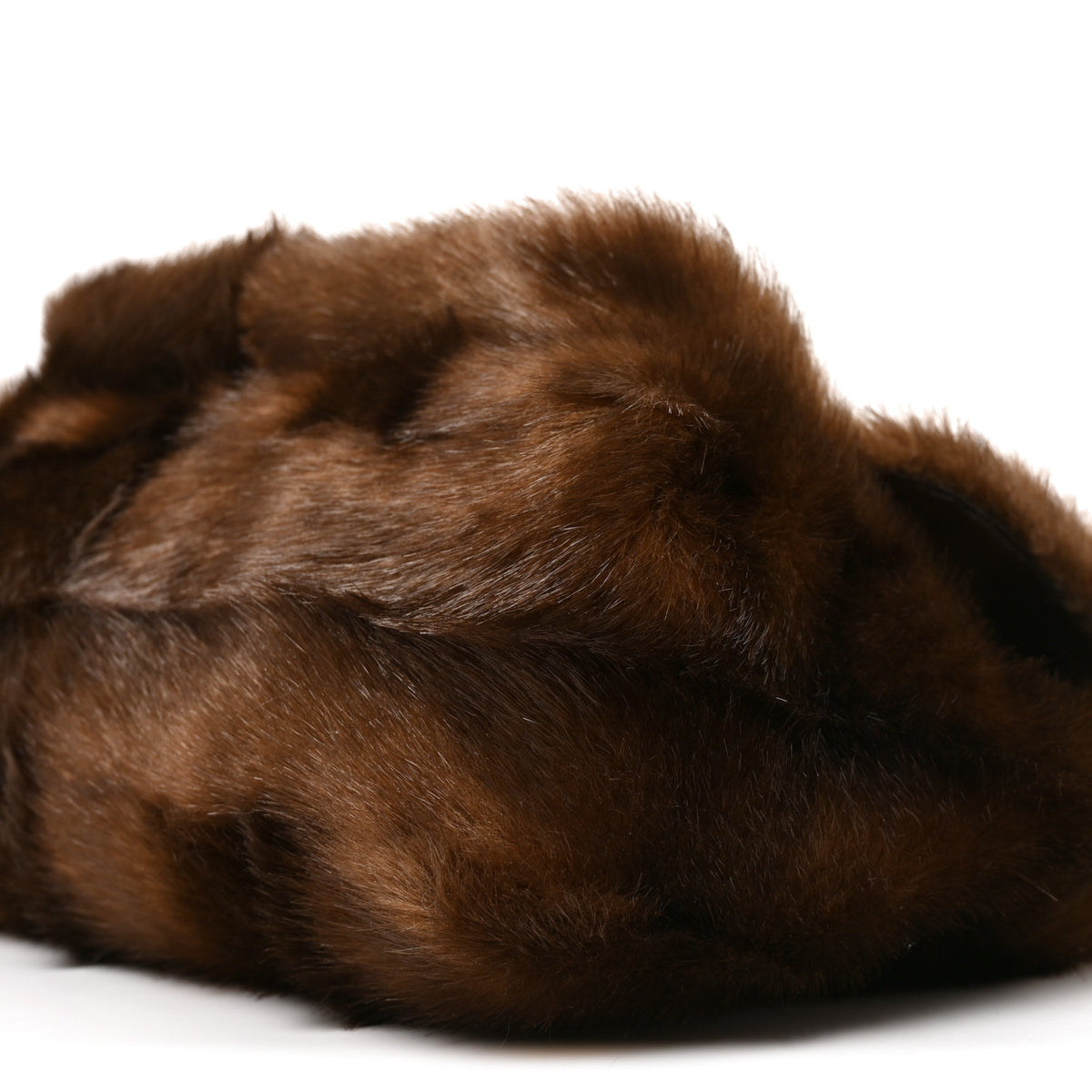 Faux Fur Monogram Large Niki Chain Satchel Deep Walnut Bark