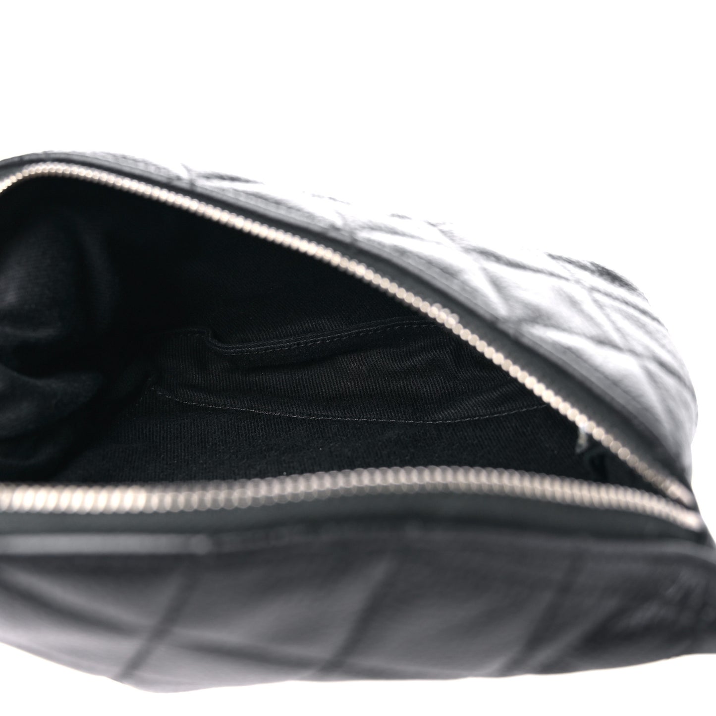 Grained Calfskin Quilted Waist Belt Bag Black