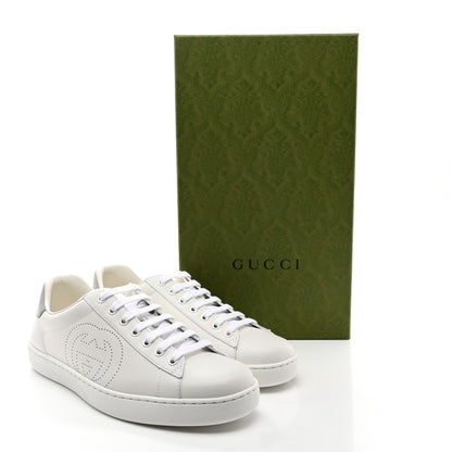 Gucci Calfskin Interlocking G Perforated Mens Ace Sneakers 8 White Grey Sky 11 of 11
