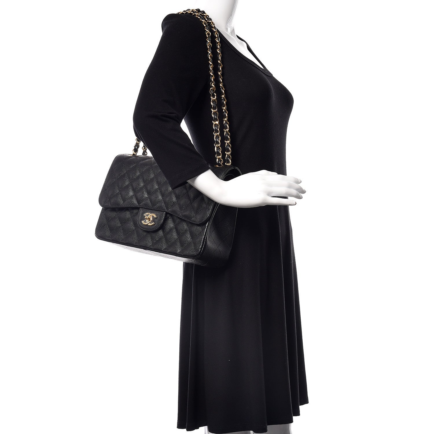 Chanel Caviar Quilted Jumbo Double Flap Black 2 of 9
