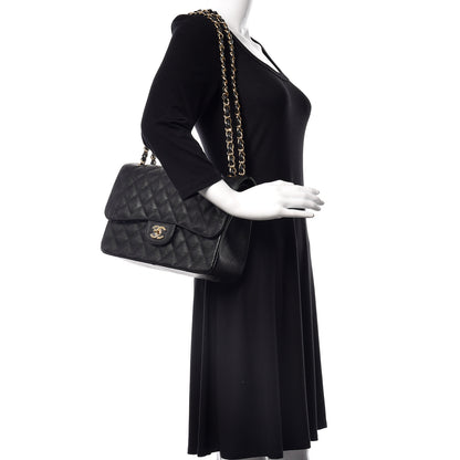 Chanel Caviar Quilted Jumbo Double Flap Black 2 of 9