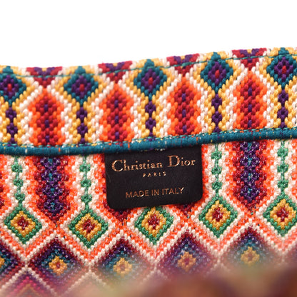 Christian Dior Canvas Embroidered Large Book Tote Orange Multicolor 6 of 9
