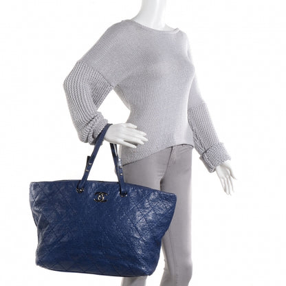 Chanel Glazed Calfskin XL On The Road Tote Dark Blue 2 of 7