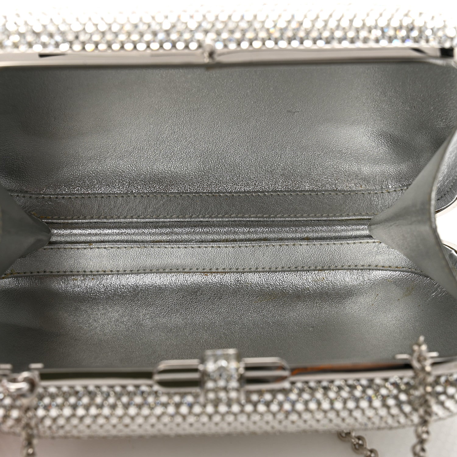 Judith Leiber Swarovski Crystal Minaudiere Clutch Silver 5 of 11