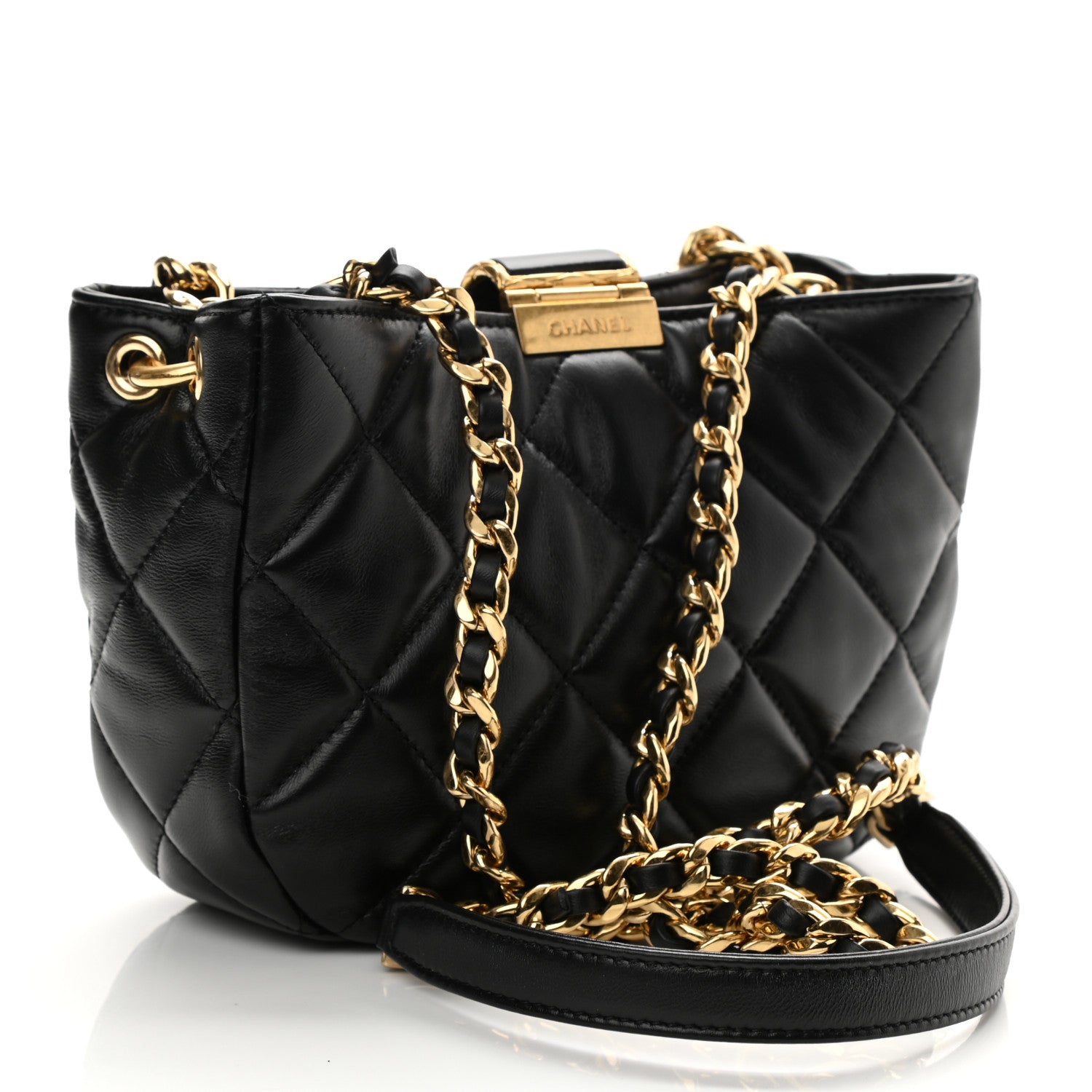 Chanel Lambskin Quilted Small Chain Hobo Black 3 of 9