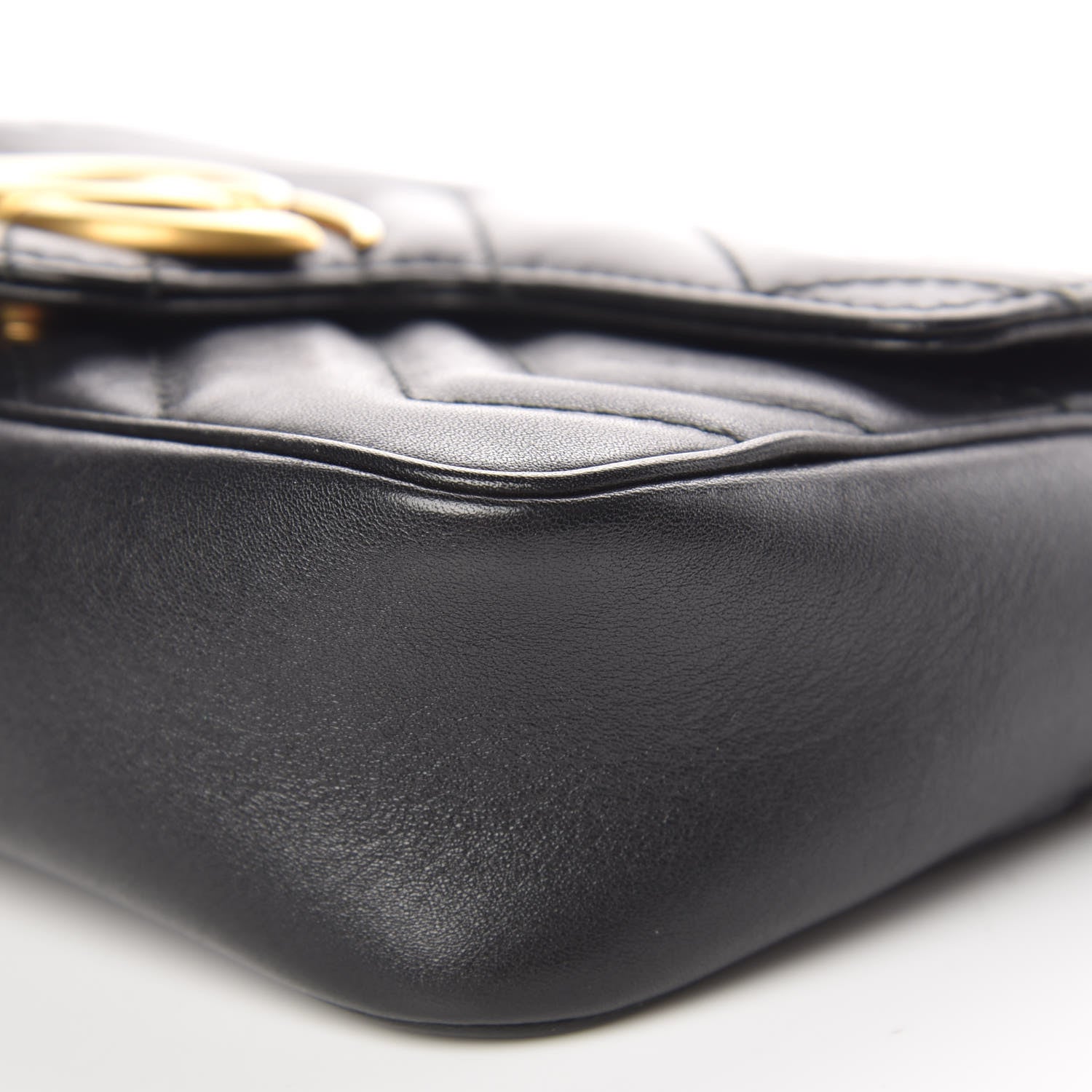 Gucci Calfskin Matelasse Super Mini GG Marmont Shoulder Bag Black 9 of 13